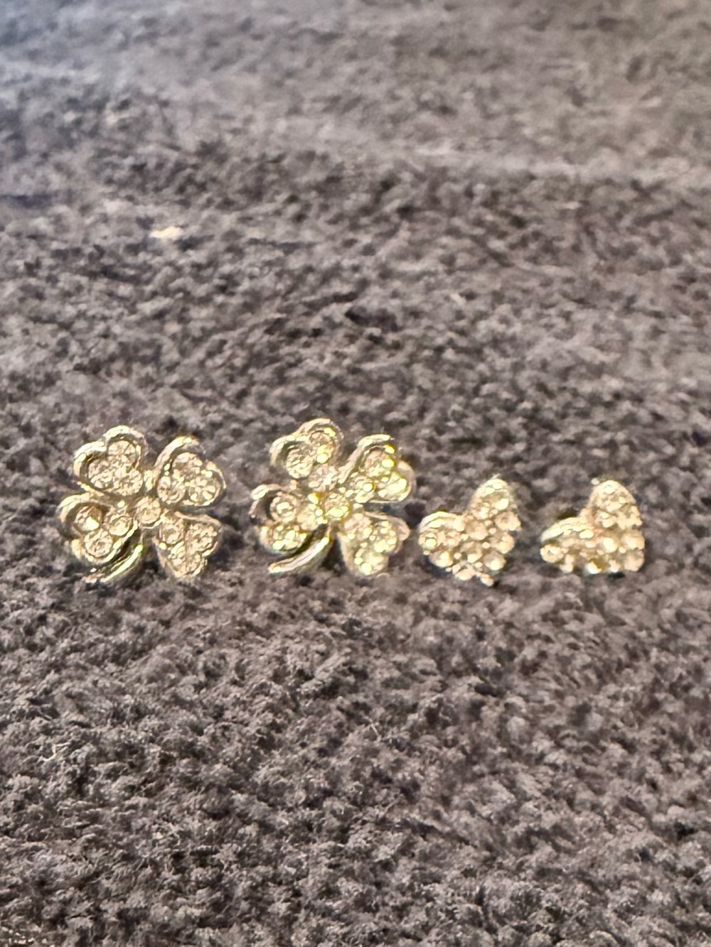 Heart and shamrock rhinestone studs